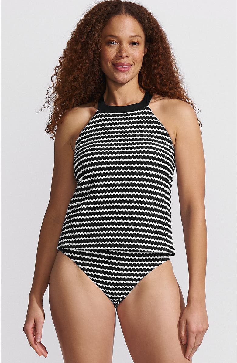 Lands' End Crochet High Neck Tankini Top, Main, color, 