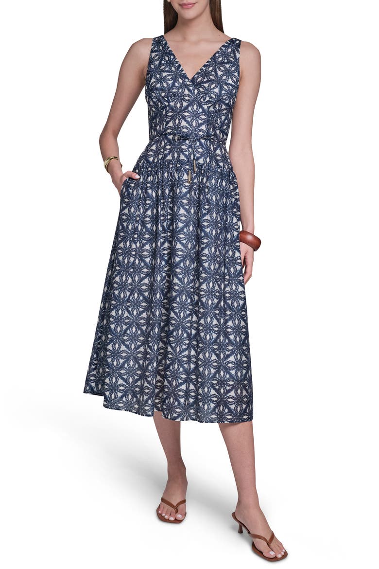 Printed Drop Waist Dress, Main, color, BLUE MULTI