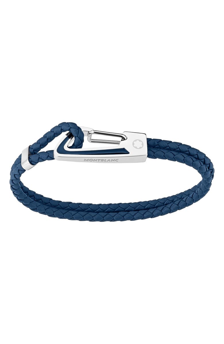 Montblanc Woven Leather Bracelet, Main, color,