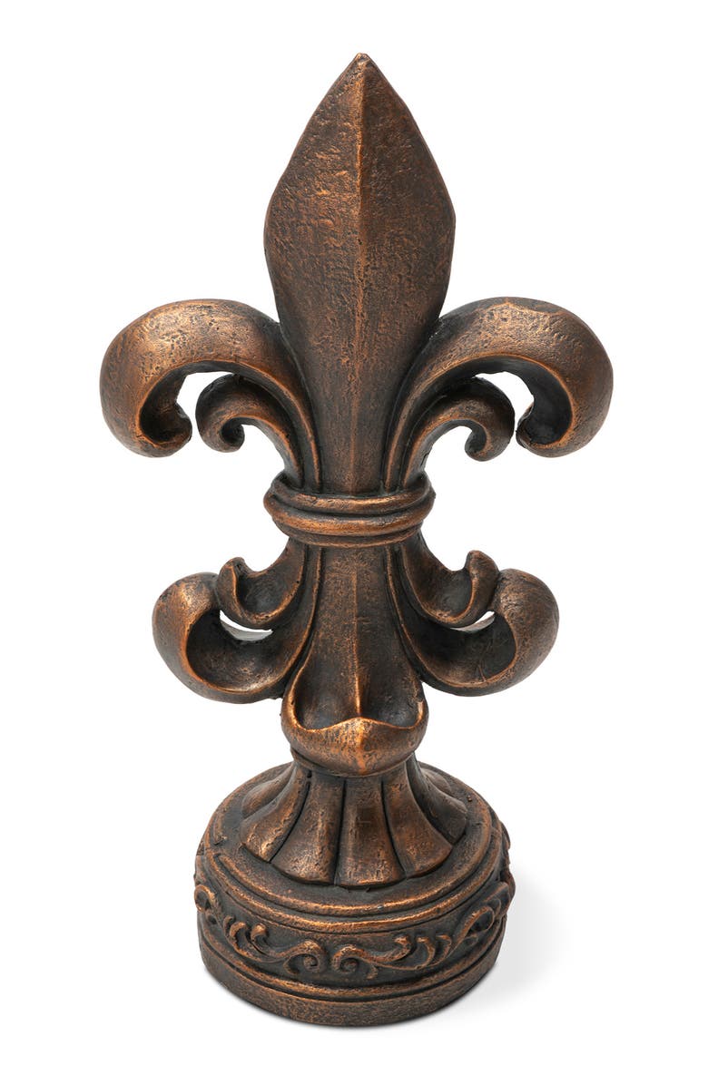 Glitzhome 27.25"H MGO Standing Fleur De Lis French Holiness Garden Statue, Alternate, color, Brown