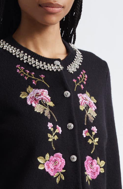 Cinq À Sept Isolde Floral Embroidered Cardigan In Black