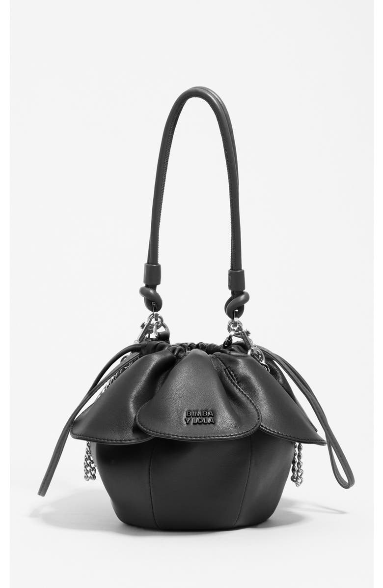 Bimba y Lola Leather Petalo Bag, Main, color, Black