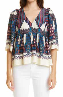 ba&sh Marry Print Peasant Top