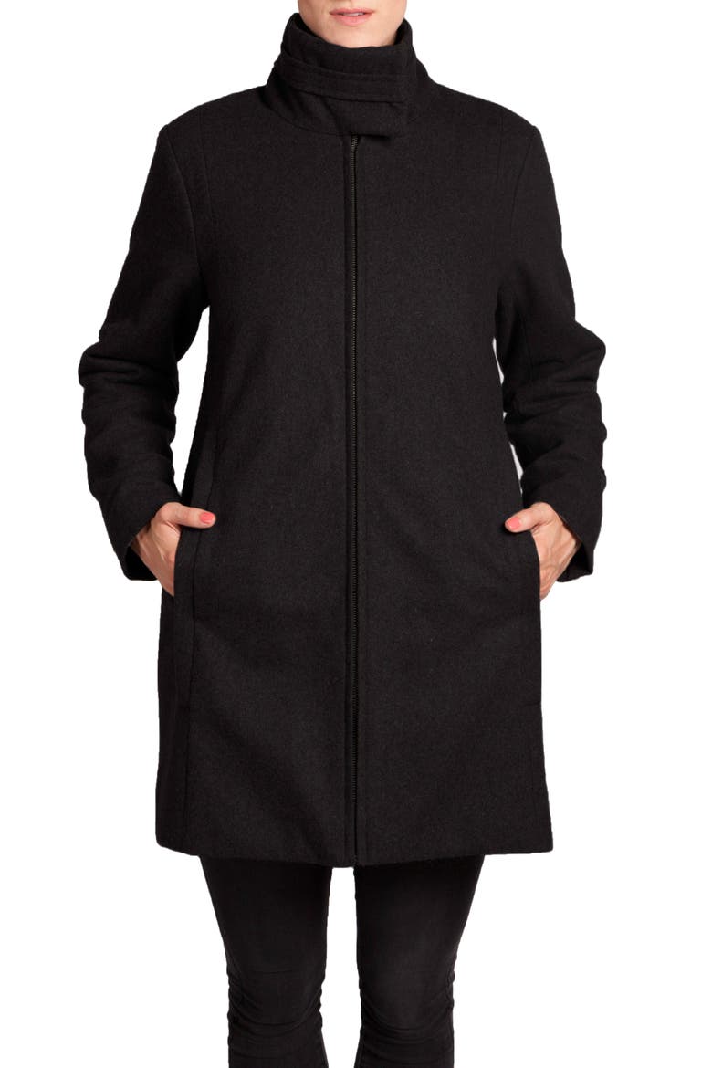 A-Line Convertible 3-in-1 Maternity Swing Coat, Alternate, color, BLACK
