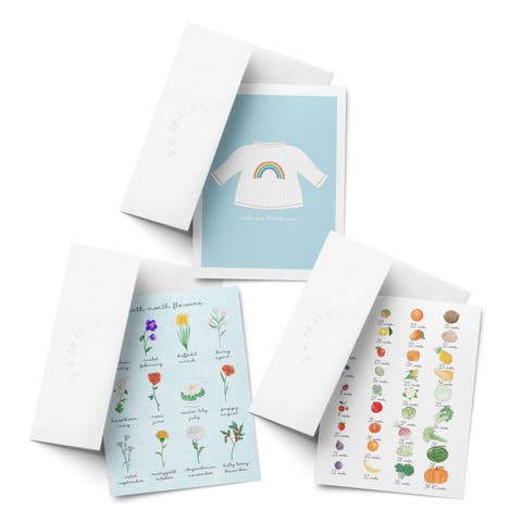 Baby Assorted Greeting Card Pack (3ct) "Rainbow Baby Sweater , Birth Month Flowers, Weekly Growth"