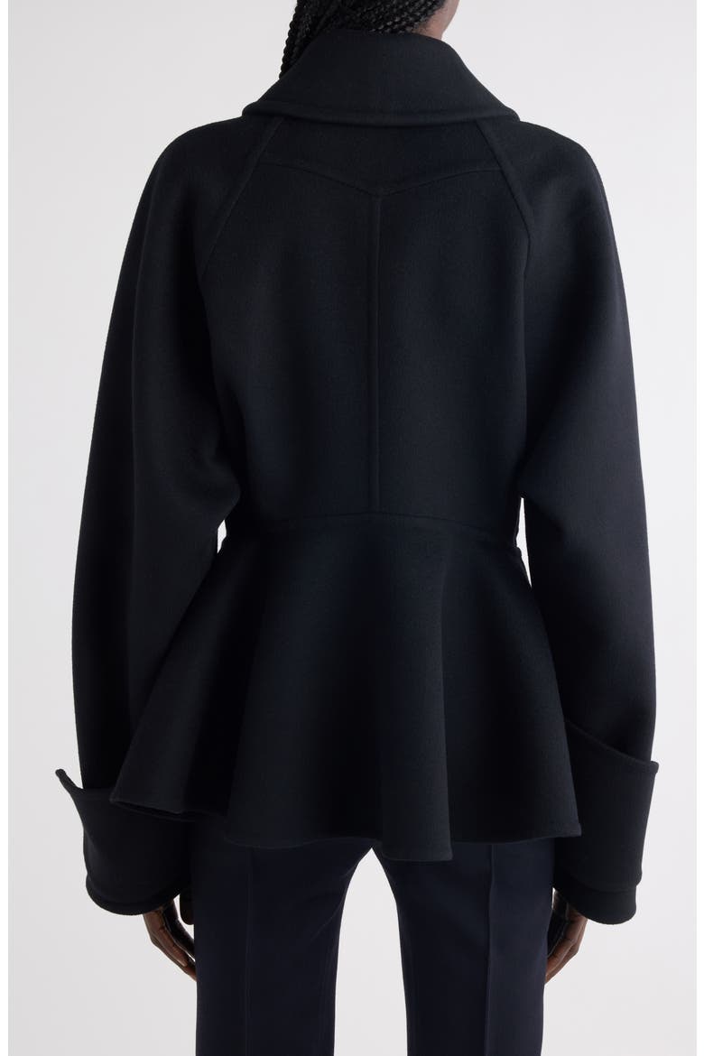 Double Breasted Wool Peplum Jacket, Alternate, color, BLACK