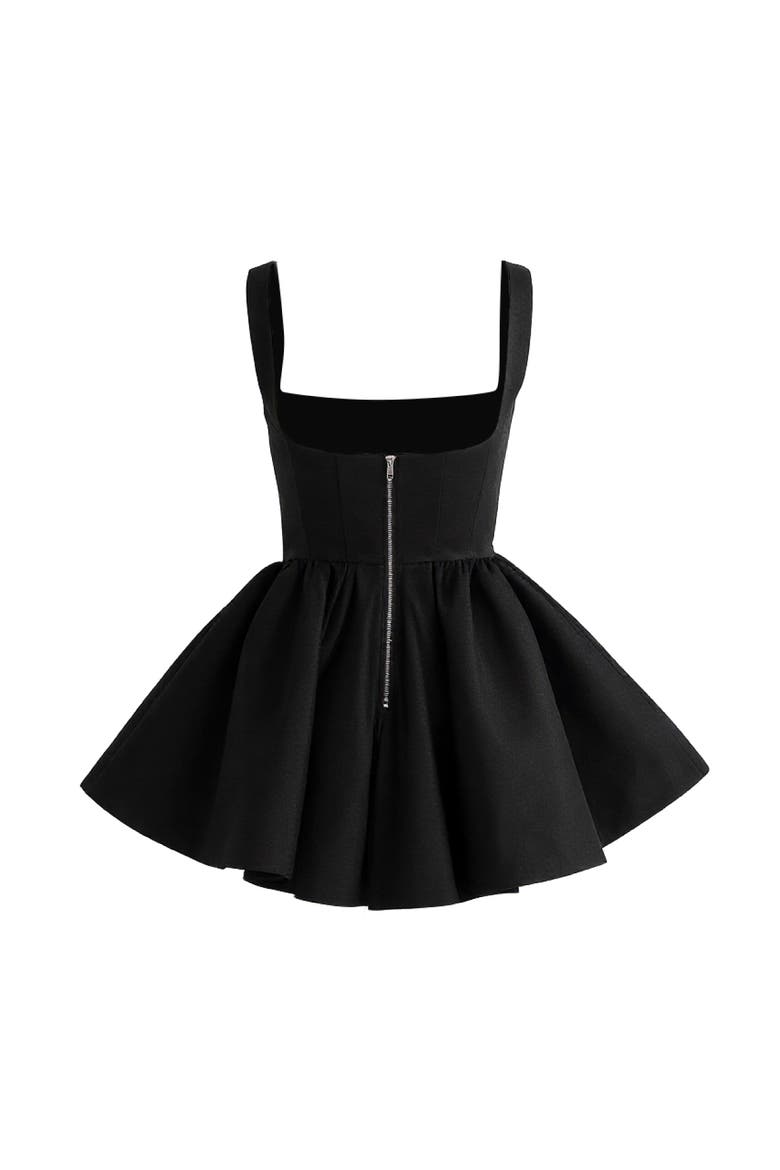 Square-Neck Flared Dress, Alternate, color, Black
