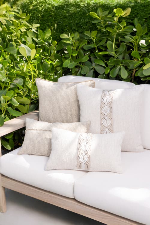 Elaine Smith Distinct Oyster Hand Macrame & Chenille Indoor & Outdoor Woven Accent Pillow