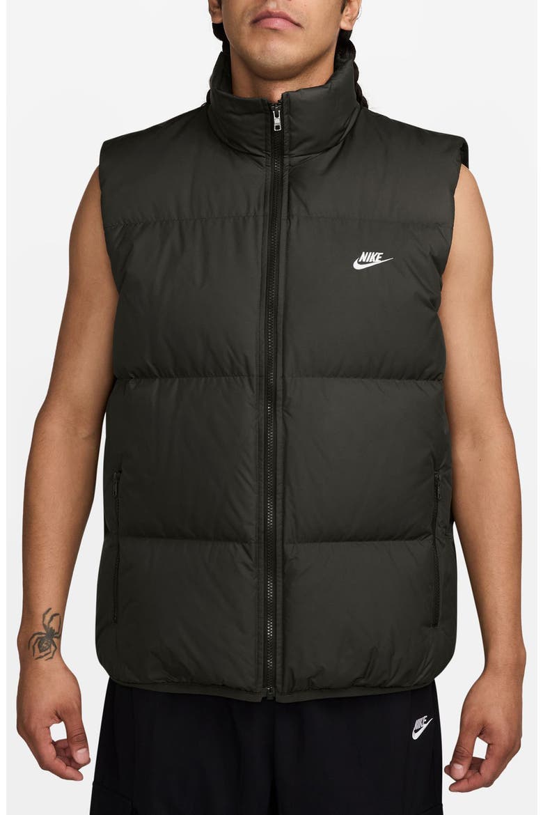 Sportswear Club Storm-FIT Water Resistant Down Puffer Vest, Main, color, SEQUOIA/ WHITE