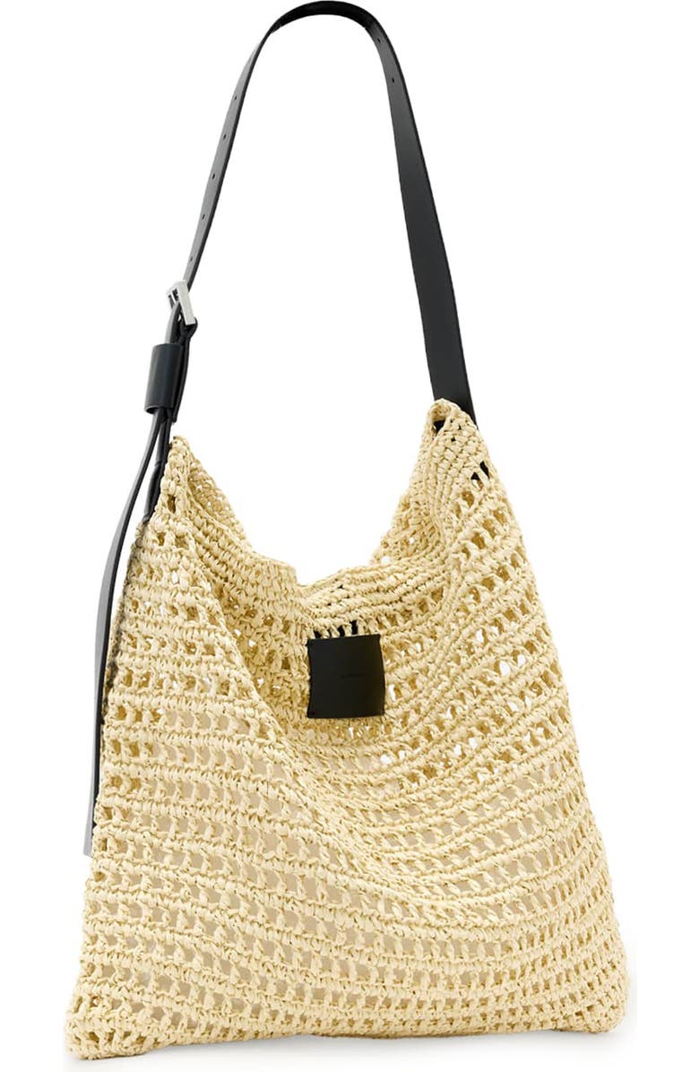 AllSaints Asha Straw Shoulder Bag, Alternate, color, Unbleached White