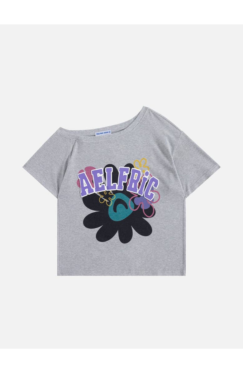 AELFRIC EDEN Flower Off-The-Shoulder Tee, Alternate, color, Grey