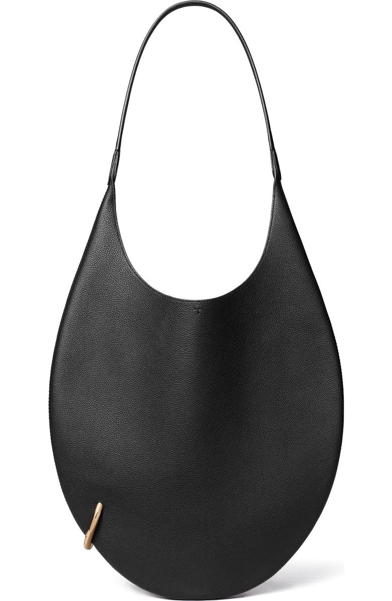 Tory Burch Pierced Soft Leather Shoulder Bag, Main, color, Black