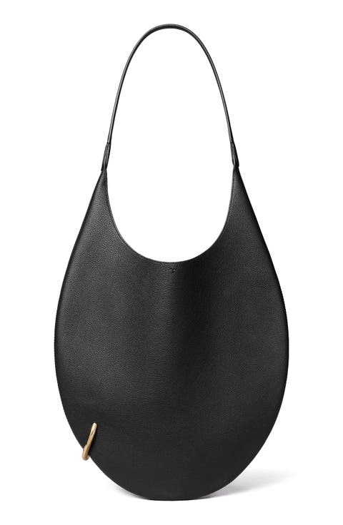 Pierced Soft Leather Shoulder Bag