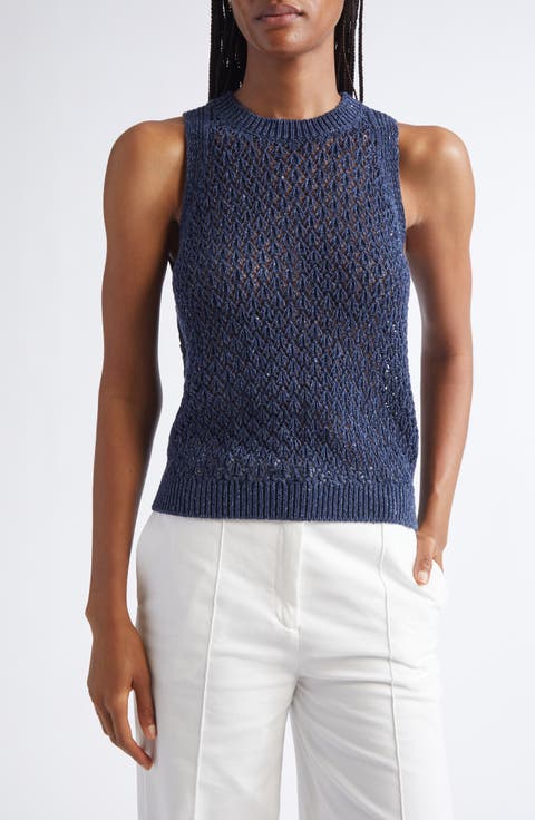 Sequin Open Stitch Sweater Tank