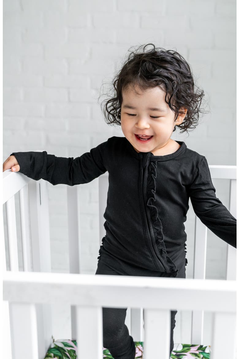 Allie Ruffle Convertible Footie, Alternate, color, Black