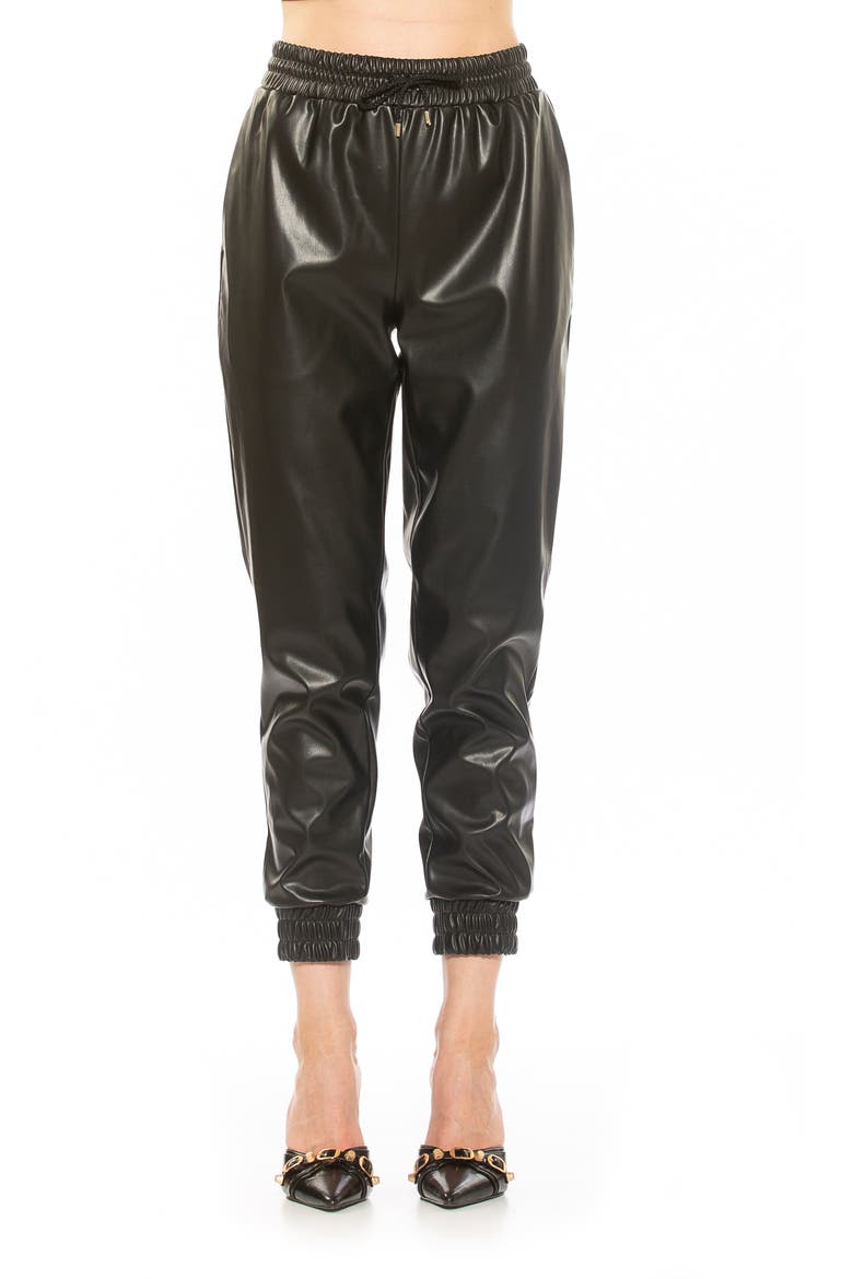 Axel Faux Leather Joggers, Main, color, BLACK