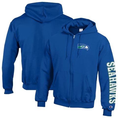 Men's Champion  Royal Seattle Seahawks Powerblend Fleece Full-Zip Hoodie