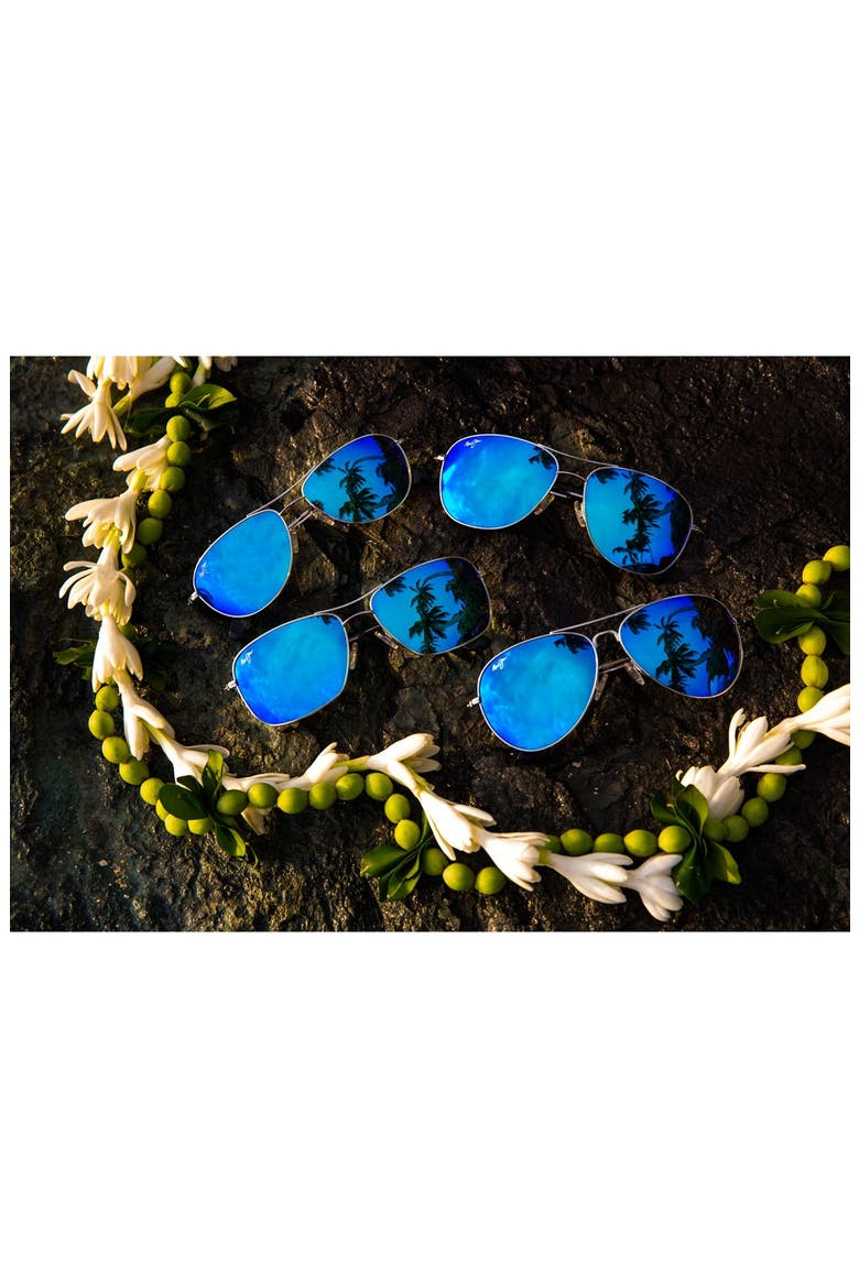 Wiki Wiki 59mm Polarized Aviator Sunglasses, Alternate, color, SILVER/ BLUE HAWAII