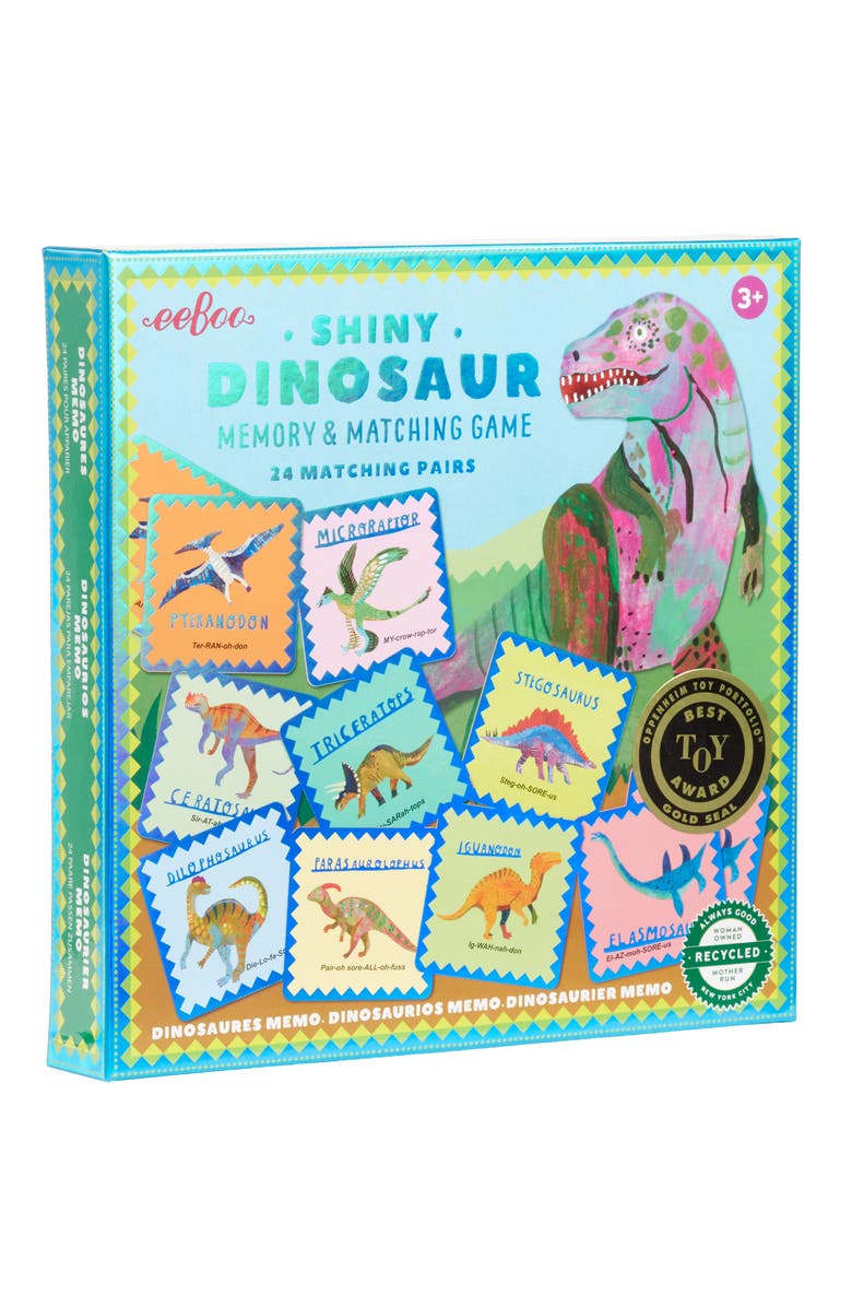 eeBoo Shiny Dinosaur Memory & Matching Game, Alternate, color, Green