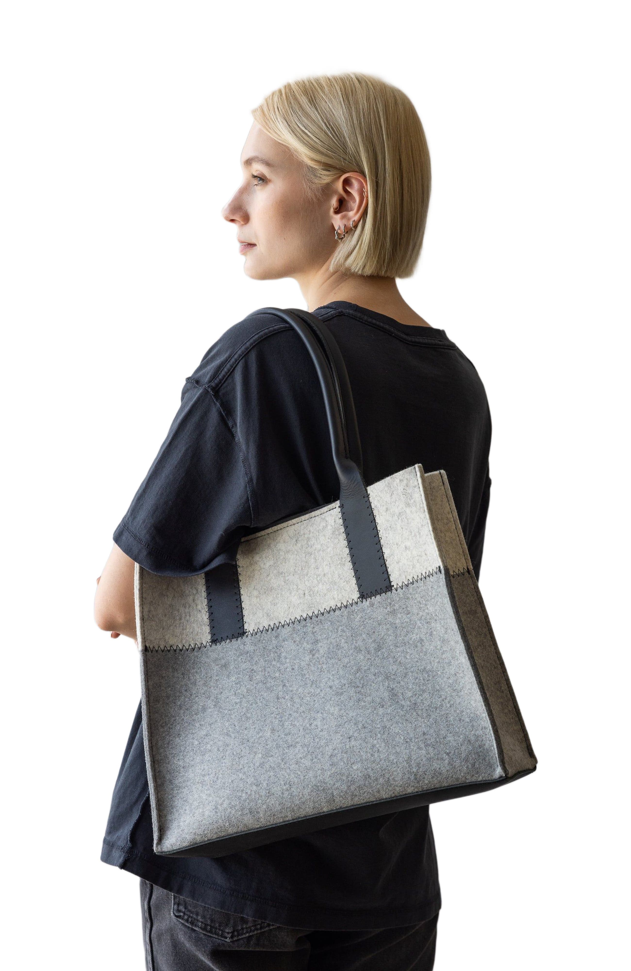 Graf Lantz Jaunt Merino Wool Midi Tote, Alternate, color, Granite  / Black