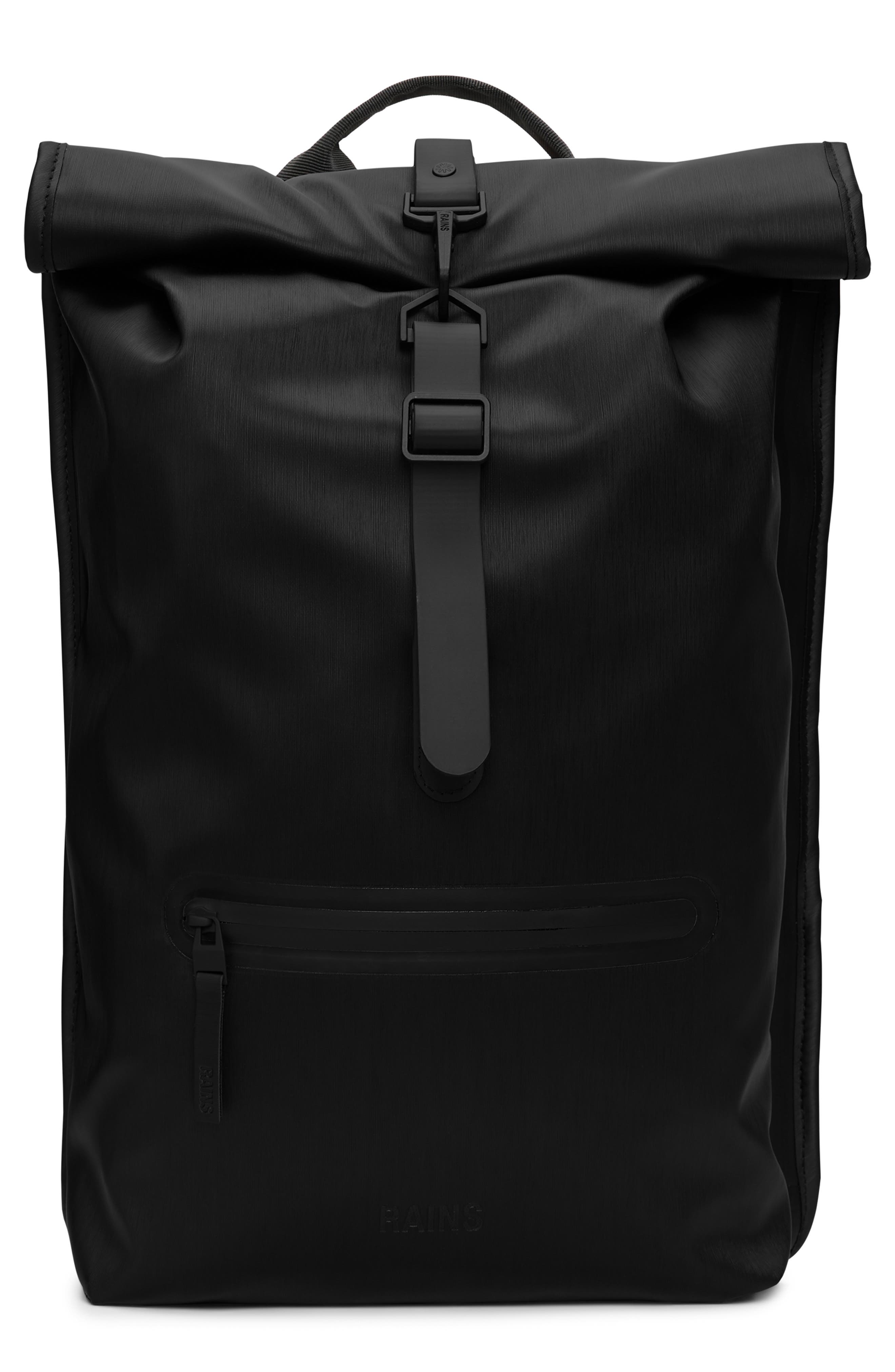 Rains Rolltop Waterproof Rucksack, Main, color, Black