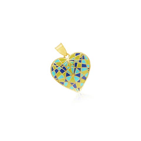 Geometric Enamel Heart Charm