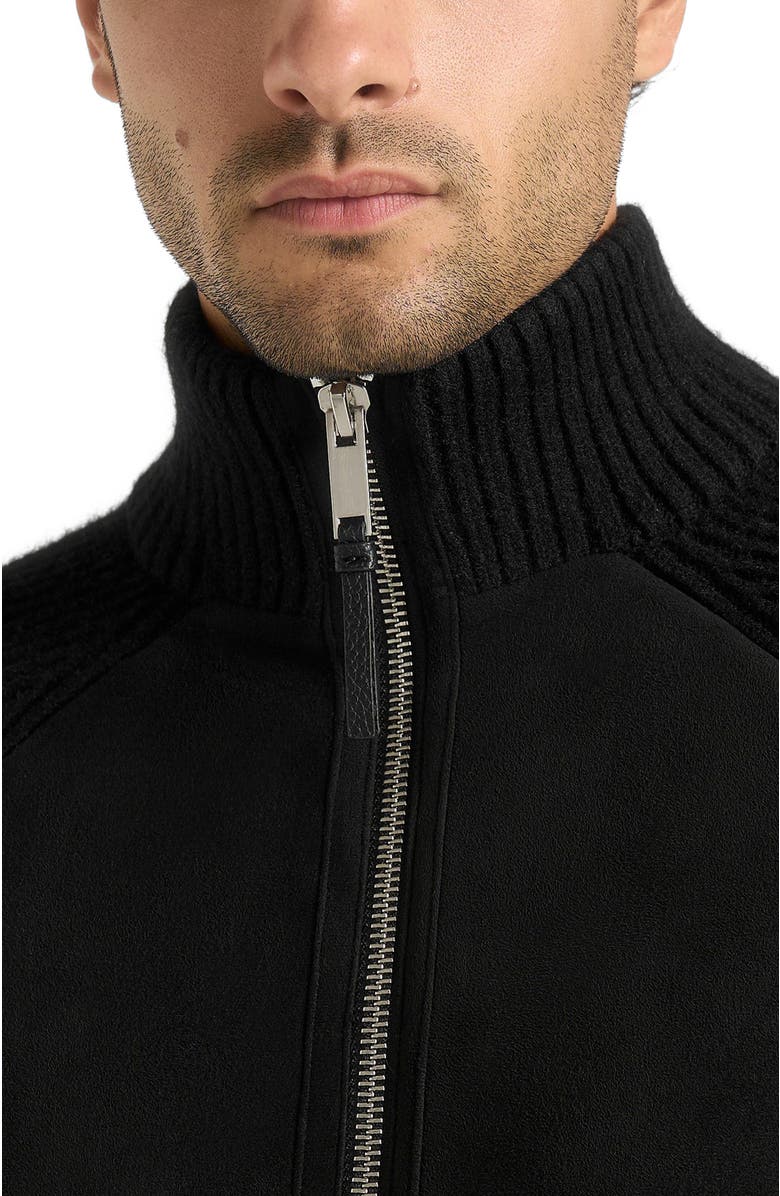 Manière De Voir Rami Suede & Knit Jacket, Alternate, color, Black