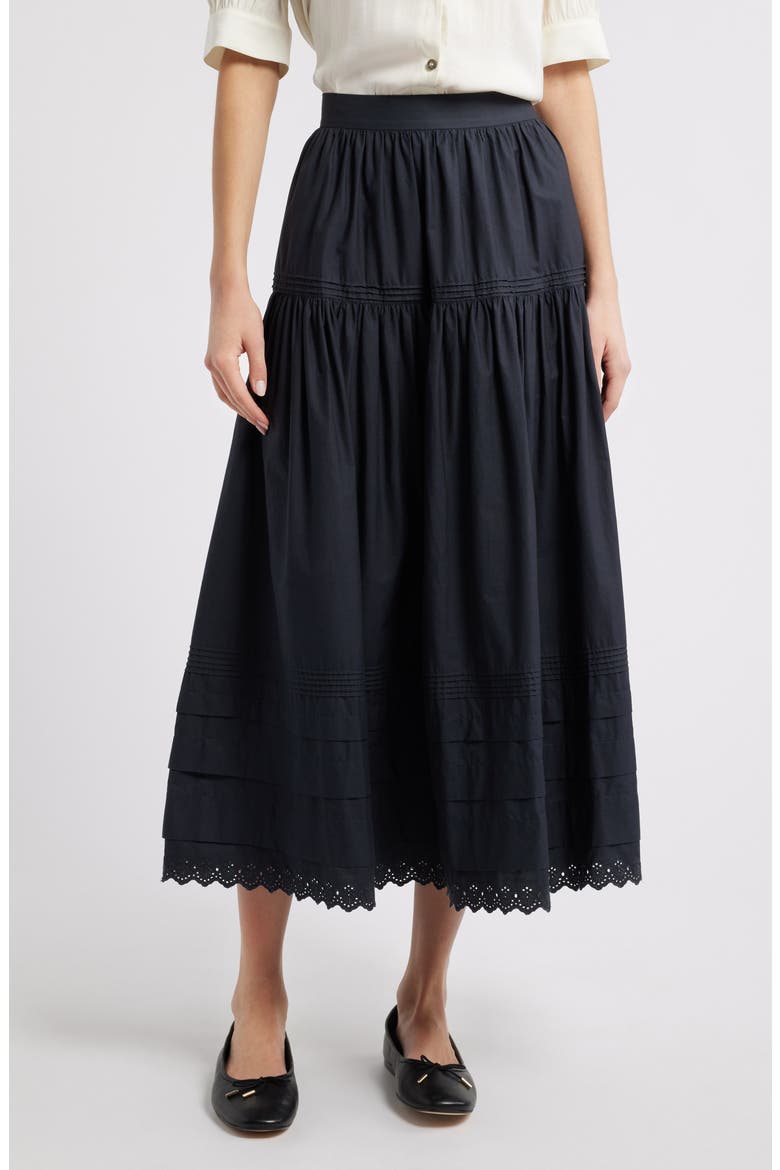 Sebastiane Tiered Organic Cotton Poplin Maxi Skirt (Women) | Nordstrom