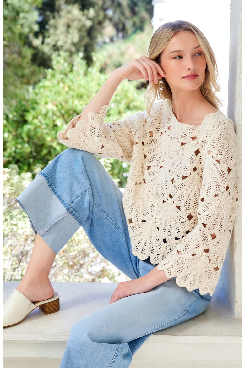 Flare Sleeve Top, Alternate, color, NATURAL