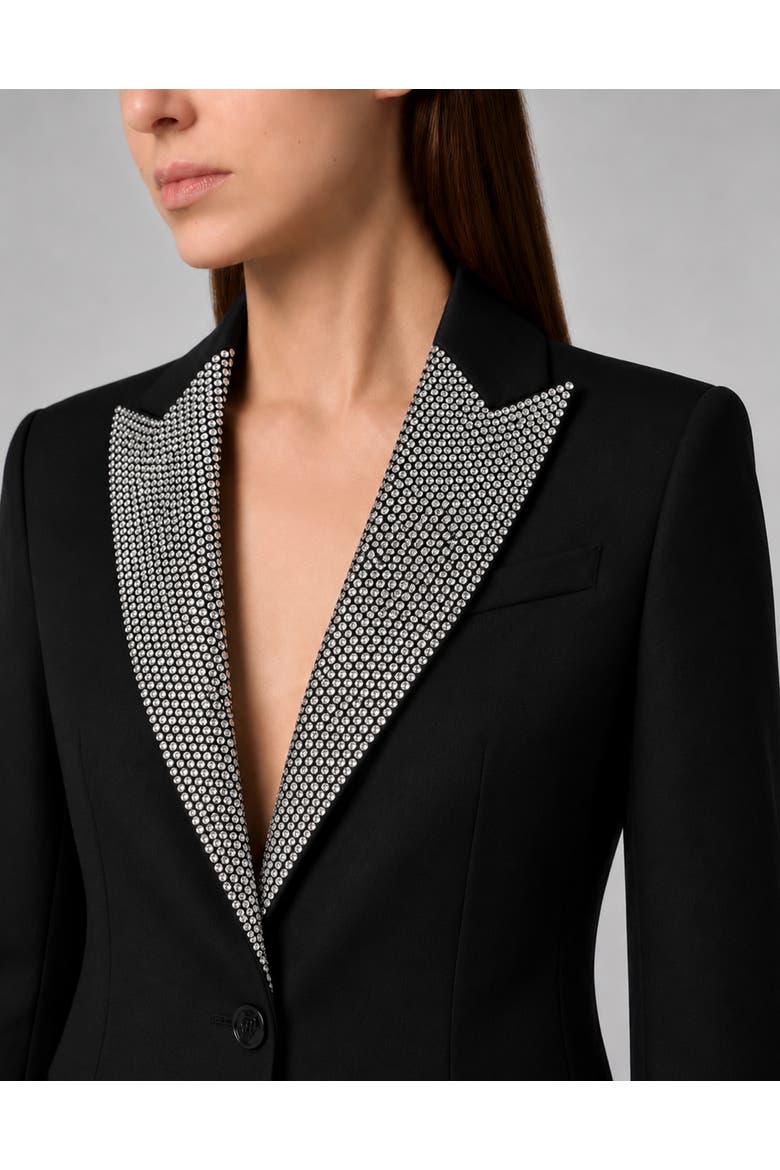 Single Breasted Fit Blazer Crystal Strass Women, Alternate, color, black