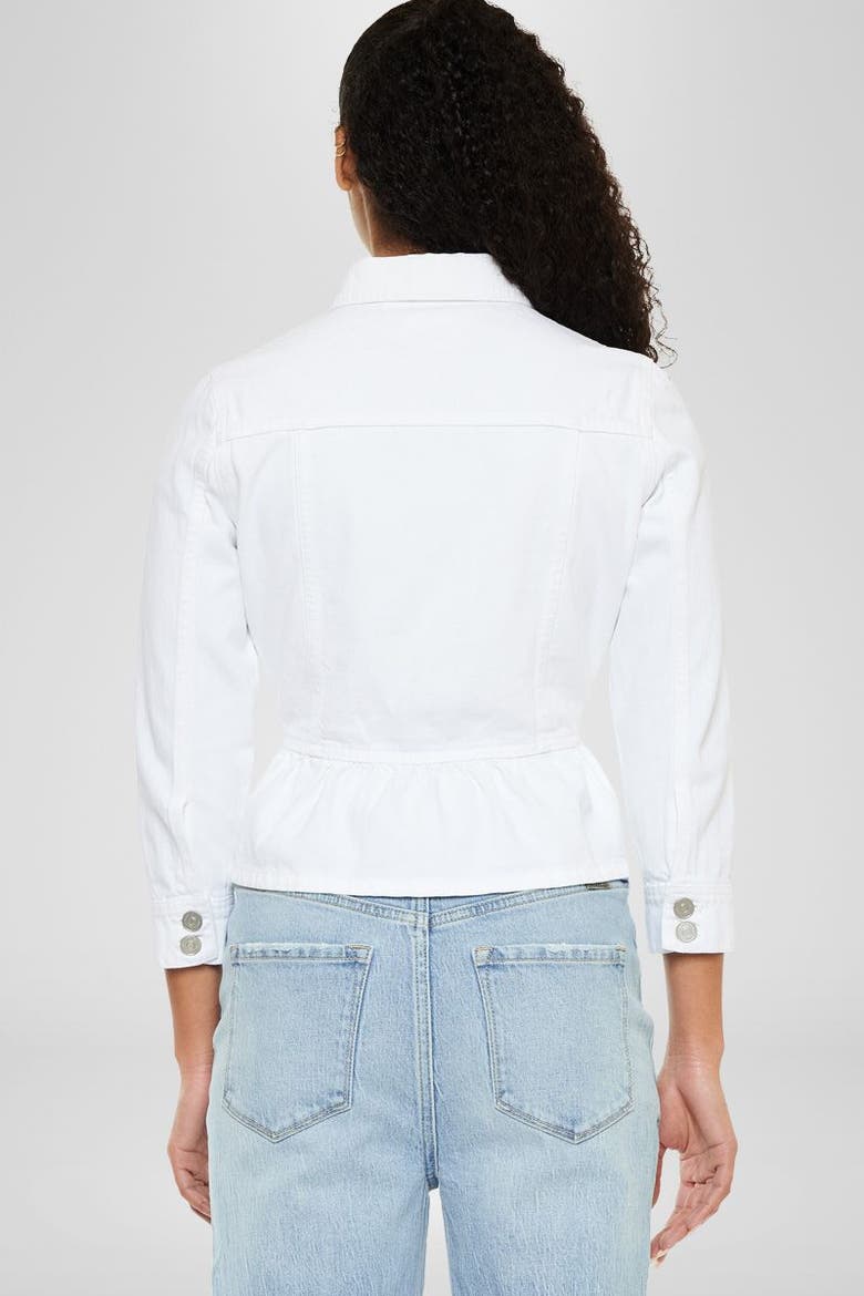 Marilou Peplum Denim Jacket, Alternate, color, White