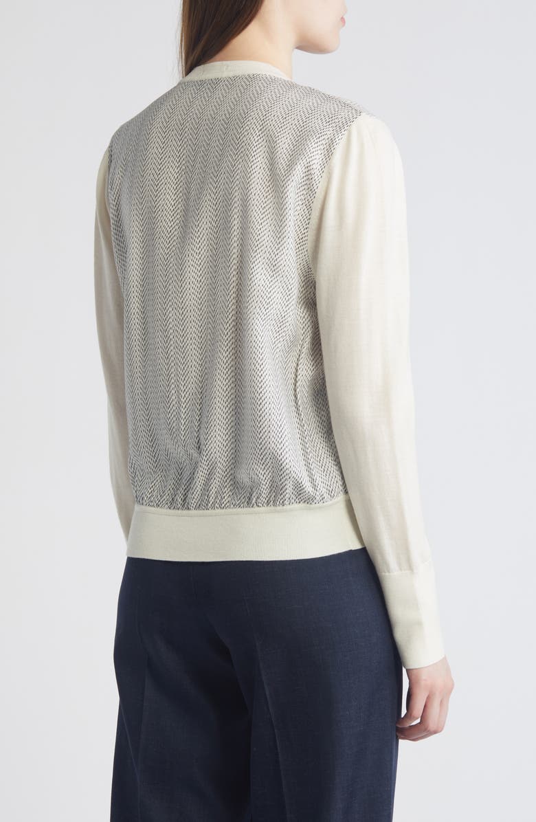 BOSS Flonta Mixed Media Cardigan, Alternate, color, Open Wht