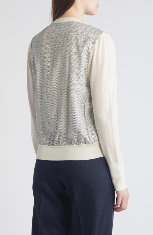 Hugo Boss Knitted-edge Panelled Jacket In Soft Cream