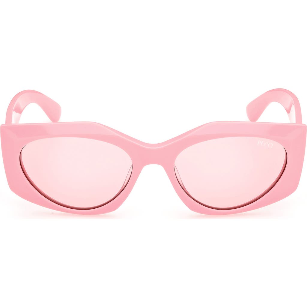 Pucci Women's Shiny Pink Faceted Rectangle Sunglasses In Pink