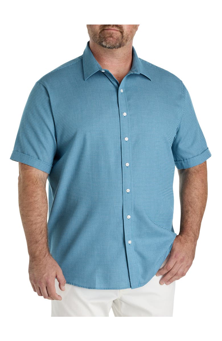 Synrgy by DXL Big & Tall Micro Dobby Patterned Sport Shirt, Main, color, Deep Lagoon