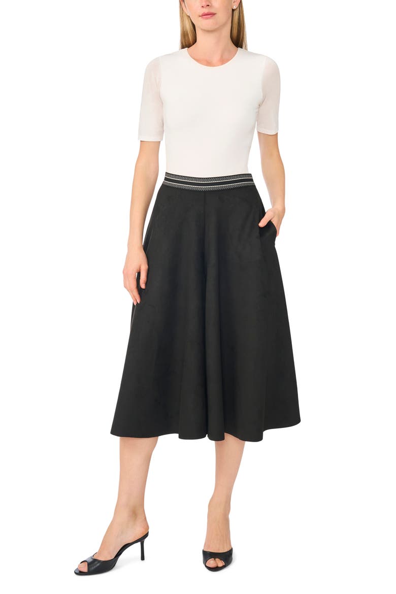 Faux Suede Wide Leg Culotte Pants, Alternate, color, RICH BLACK
