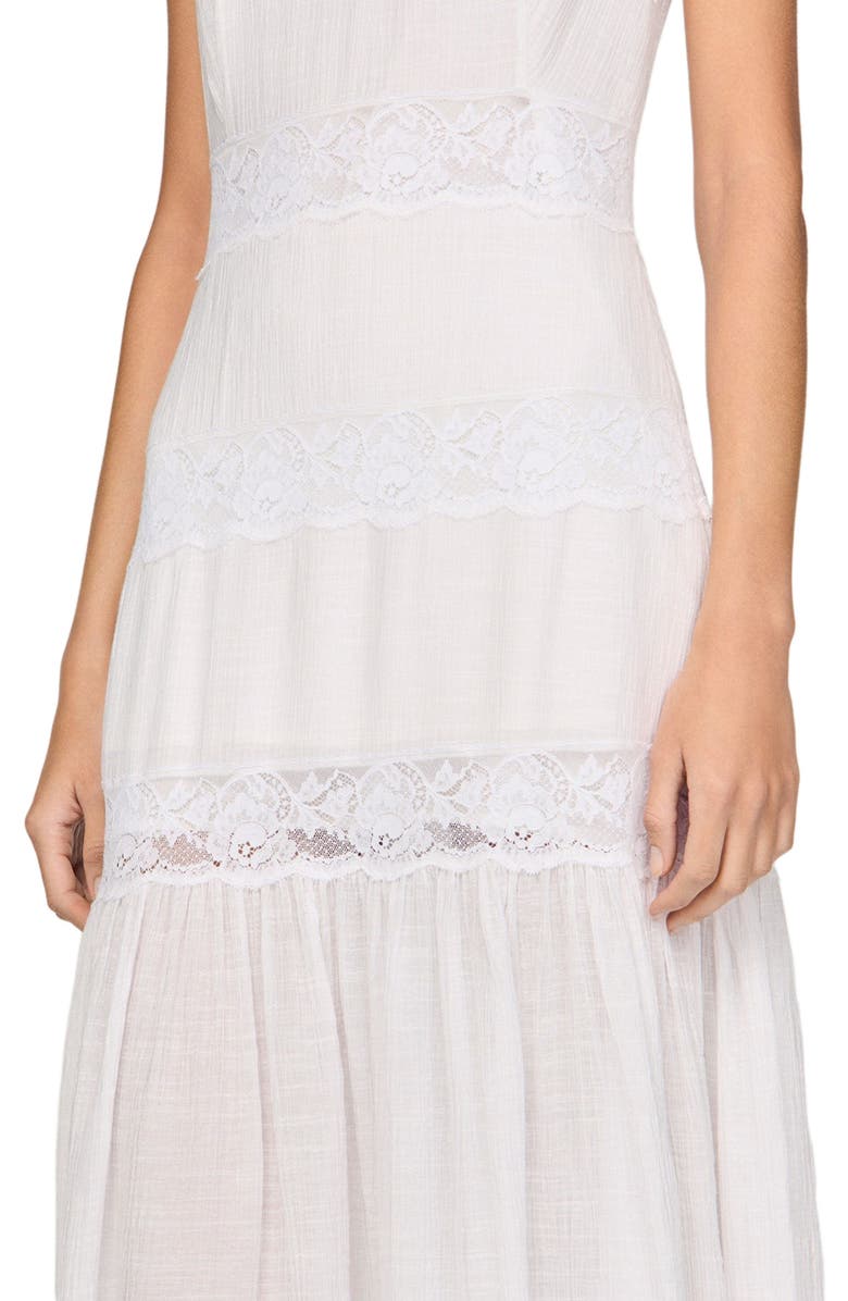 SANDRO Crepon maxi dress, Alternate, color, White