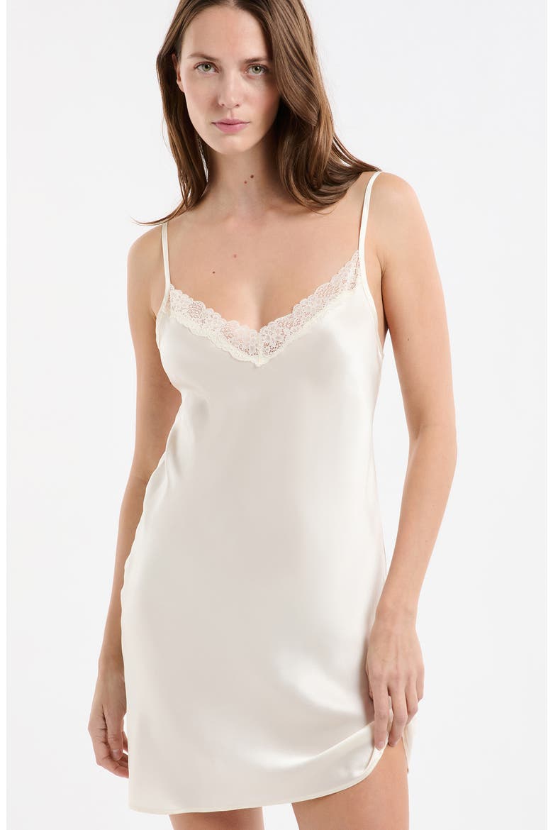 Milky Lace Trim Washable Silk Camisole, Alternate, color, PERLE