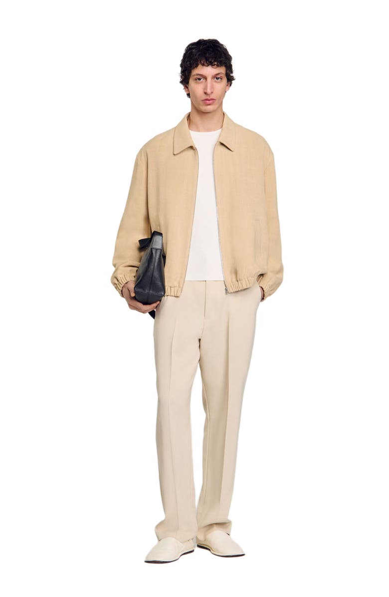 SANDRO Zip-up jacket, Alternate, color, Oats