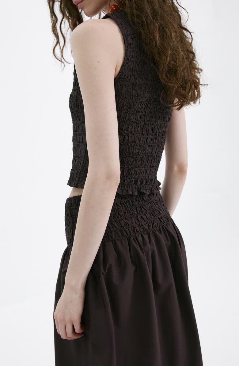 MANGO Smocked Tank, Alternate, color, Chocolate