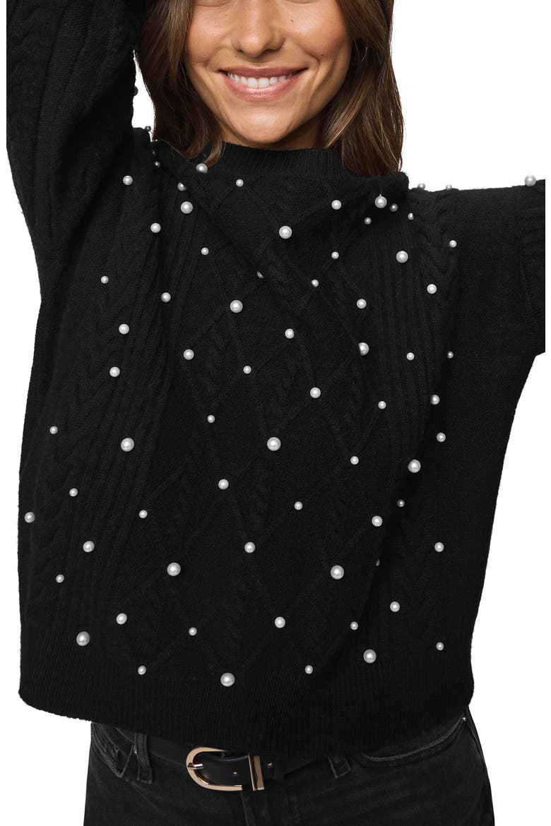 Demi Pearly Bead Sweater, Alternate, color, BLACK