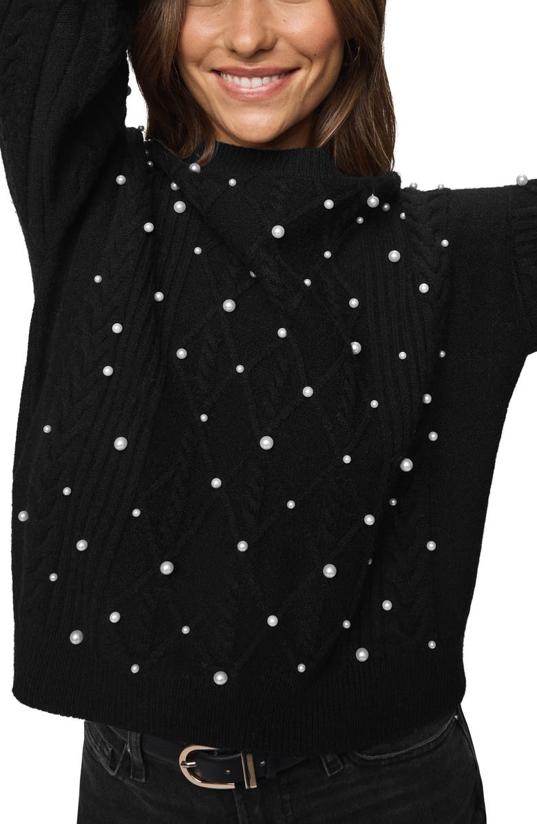 Splendid Demi Pearly Bead Sweater, Alternate, color, Black