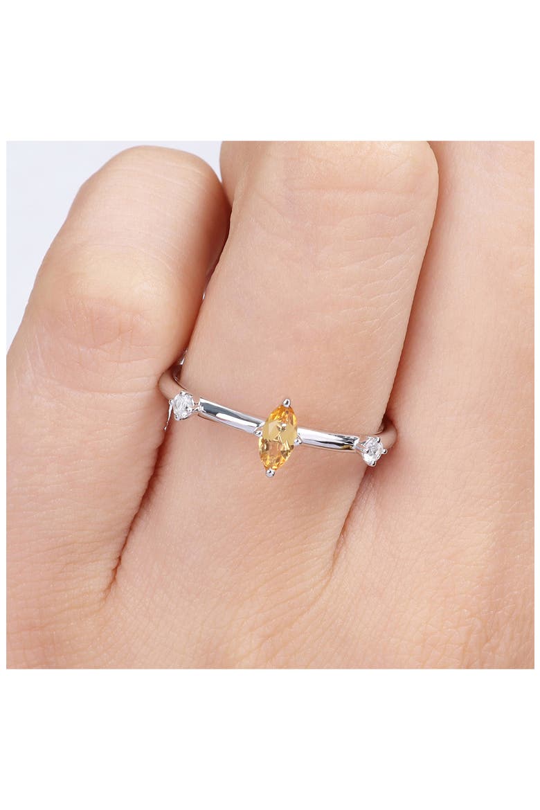 Sterling Silver Marquise Citrine & White Topaz Ring, Alternate, color, SILVER/ CITRINE