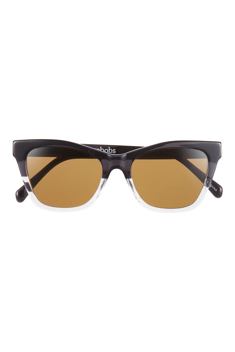 Kitten Around 50mm Polarized Cat Eye Sunglasses, Main, color, BLACK TO CRYSTAL/ BLACK/ BROWN