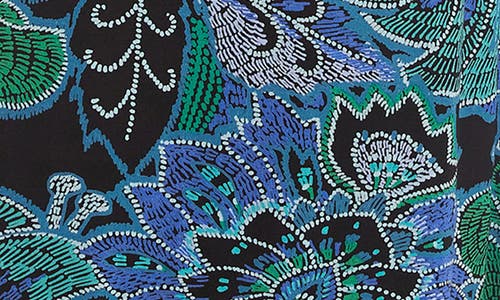 Karen Kane Floral Print Bias Cut Midi Skirt In Blue