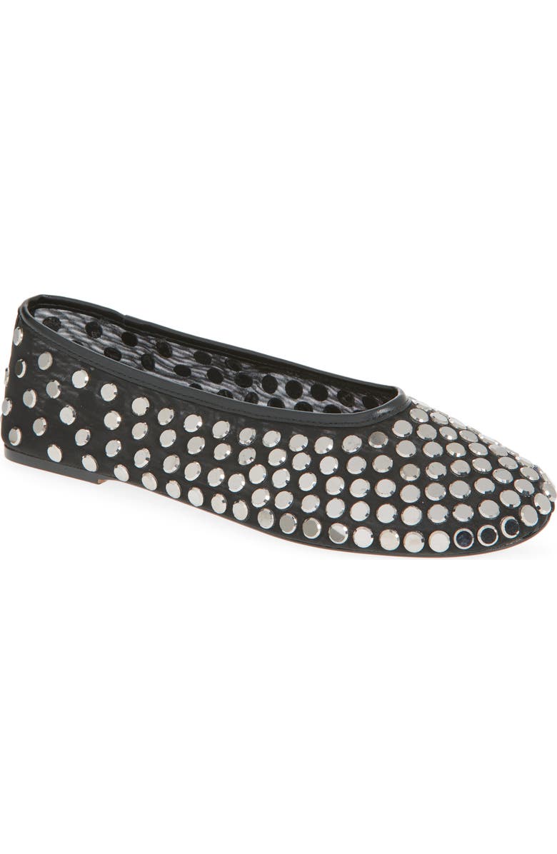 MANGO Savoir Studded Mesh Flat, Main, color, Black