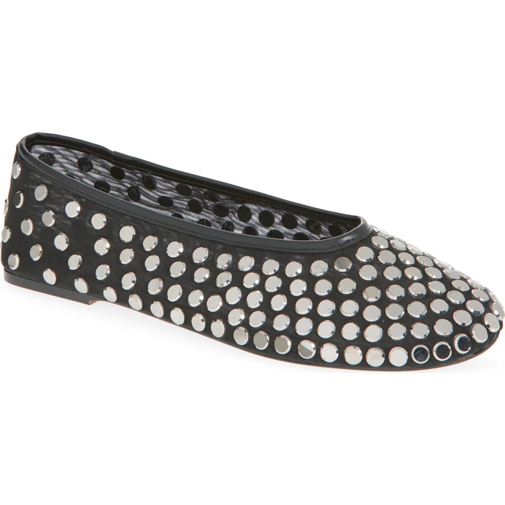 Mango Savoir Studded Mesh Flat In Black