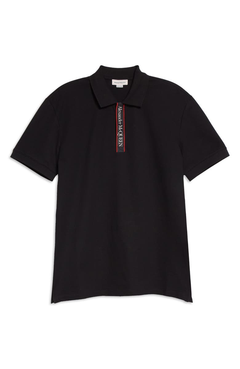 McQueen Alexander McQueen Logo Tape Cotton Piqué Polo, Alternate, color, Black/ Mix