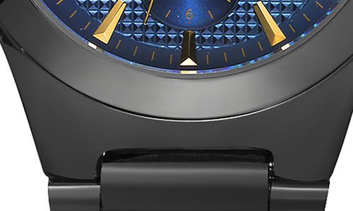 Geoffrey Beene Diamond Dial Three Hand Quartz Bracelet Watch In Black