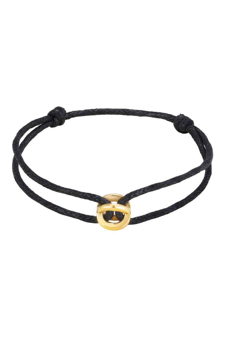 Men's Interlocking Rings Cord Bracelet, Main, color, BLACK/ GOLD
